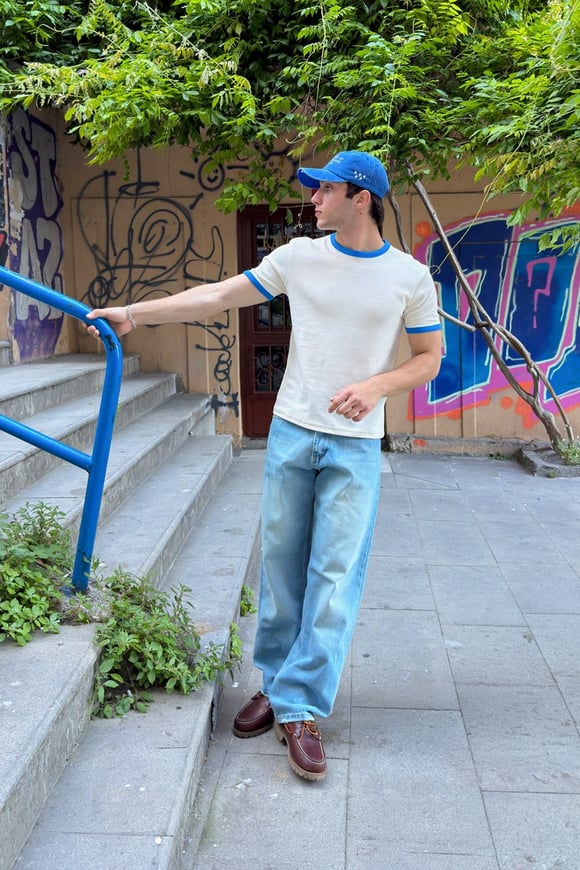 Ecru Blue Ringer Tee