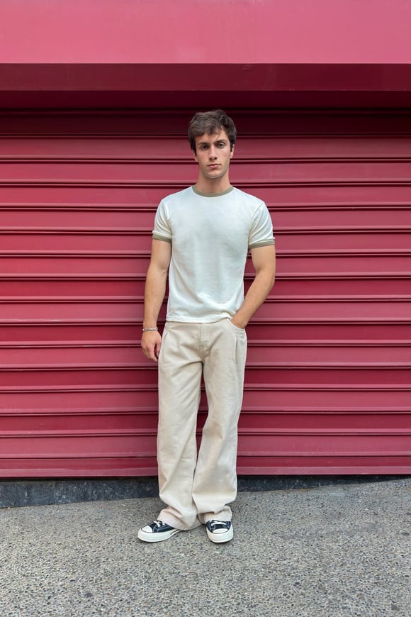 Ecru Khaki Ringer Tee