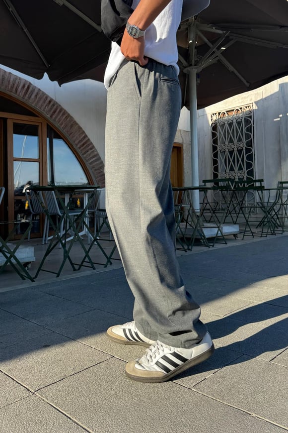 Relax Fit Basic Gri Kumaş Pantolon