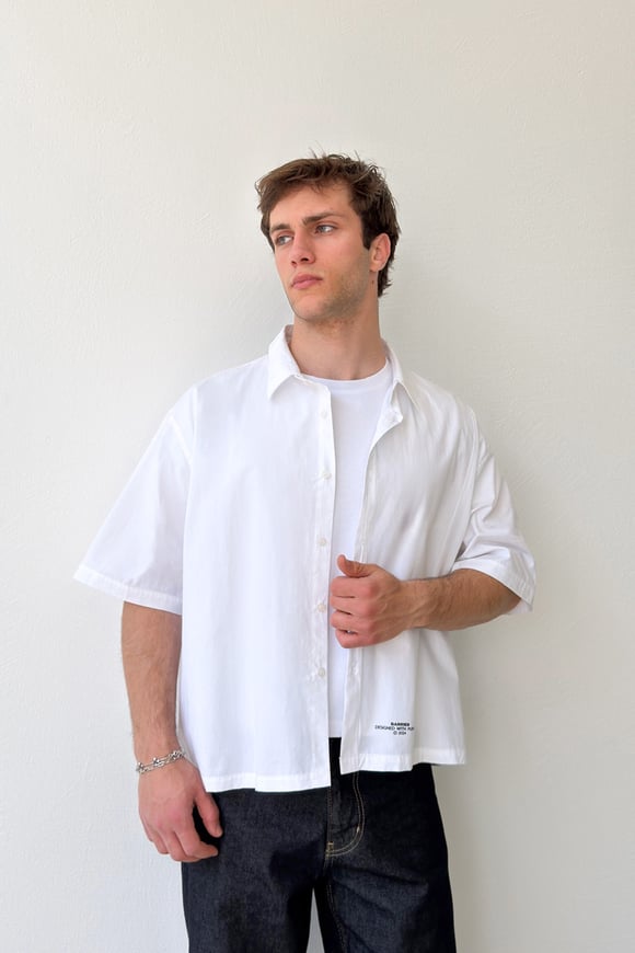 Basic Oversize Beyaz Poplin Crop Gömlek