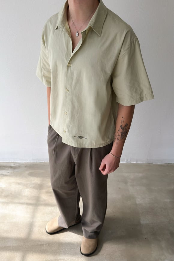 Basic Oversize Haki Poplin Crop Gömlek