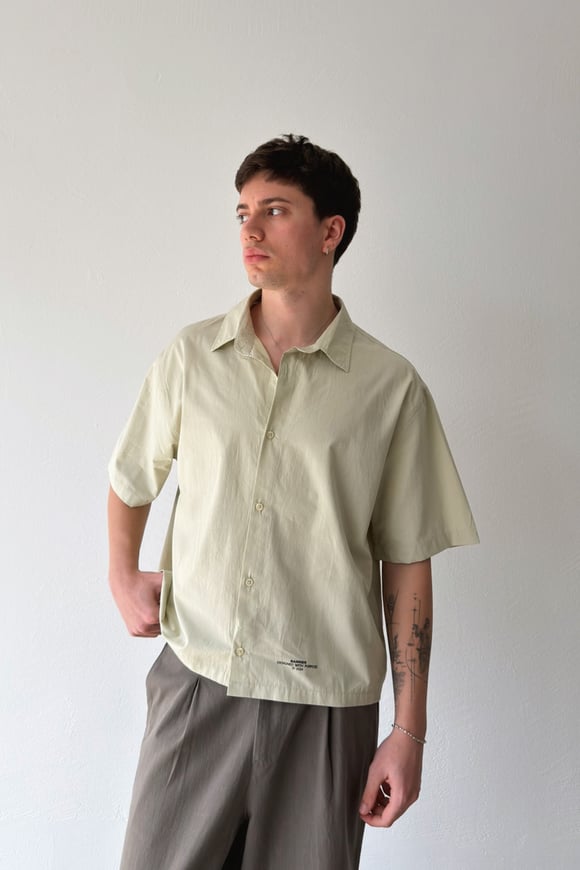Basic Oversize Haki Poplin Crop Gömlek