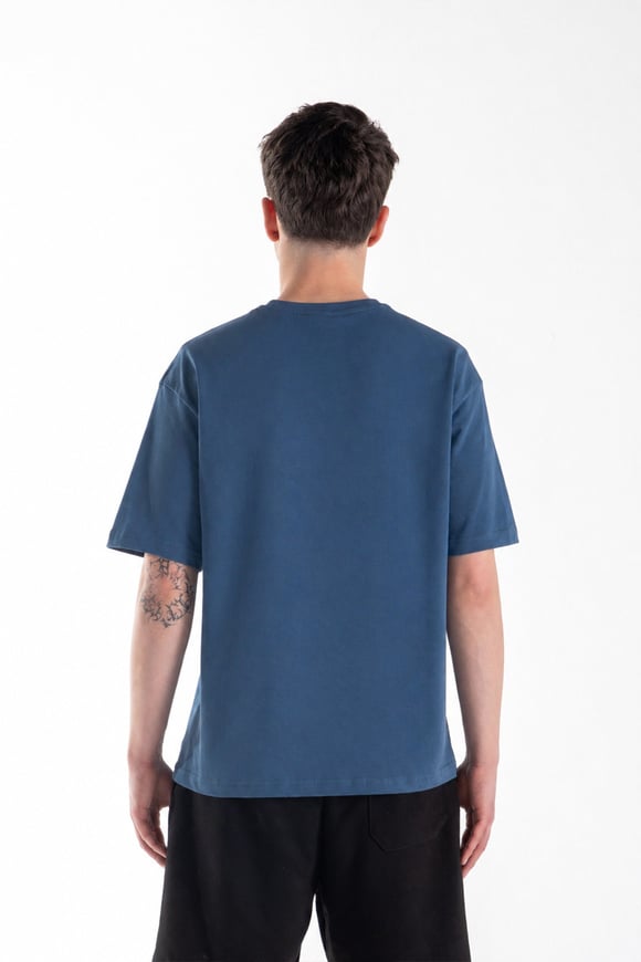 Basic Oversize Fit İndigo Tişört