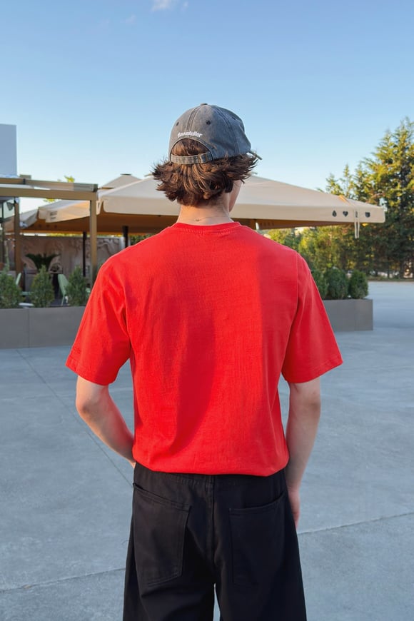 Basic Oversize Fit Kırmızı Tişört