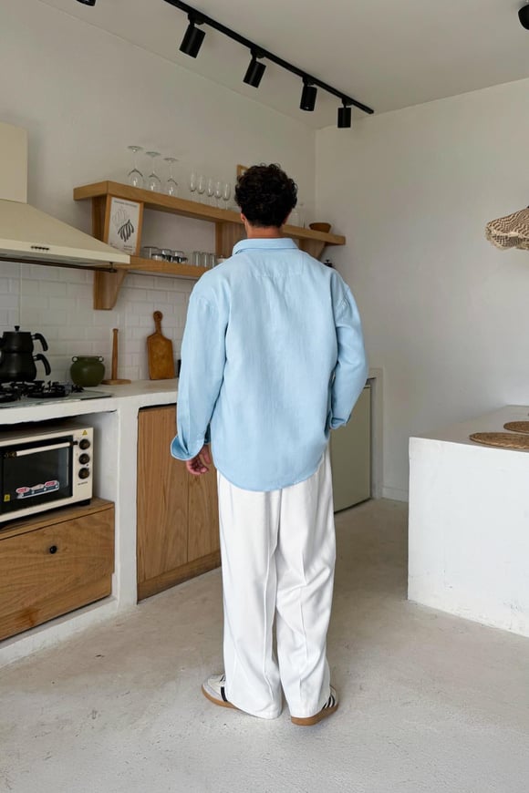 Açık Mavi Basic Oversize Gömlek