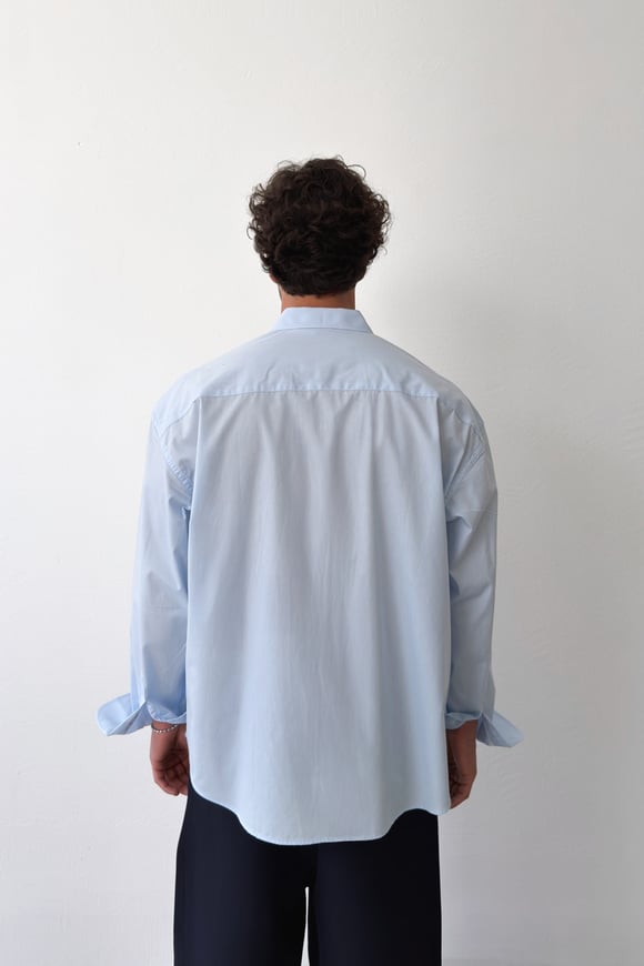 Basic Mavi Poplin Oversize Gömlek