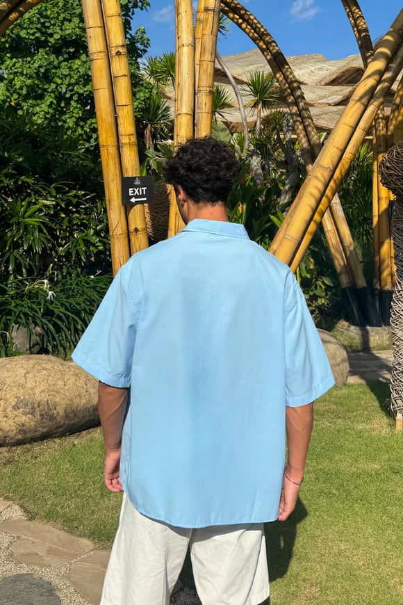 Basic Oversize Kısa Kol Gömlek Mavi