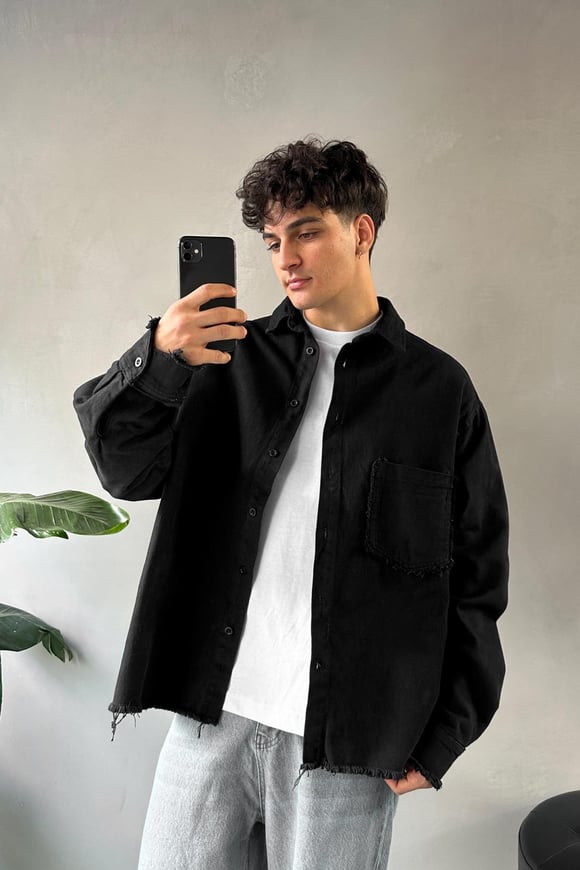 Basic Oversize Siyah Kot Ceket