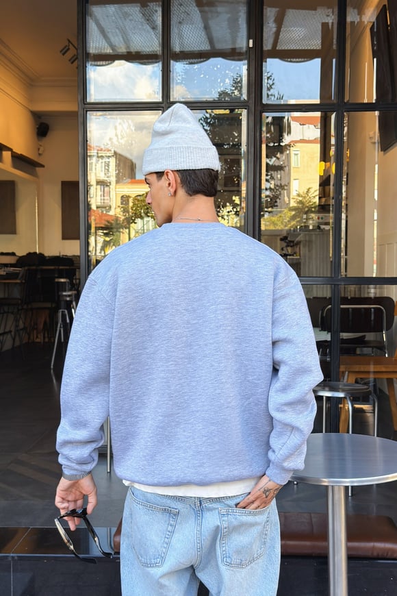 Puffer Melange Grey Boxy Fit Sweat