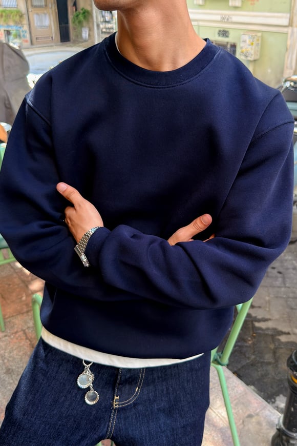 Puffer Navy Blue Boxy Fit Sweat