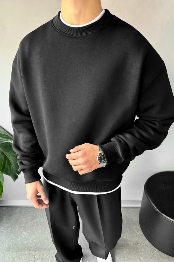 Basic Oversize Sweatshirt Siyah