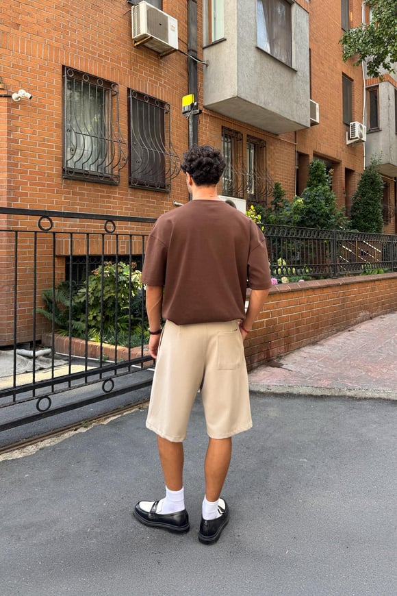 Basic Oversize Tişört Koyu Kahve