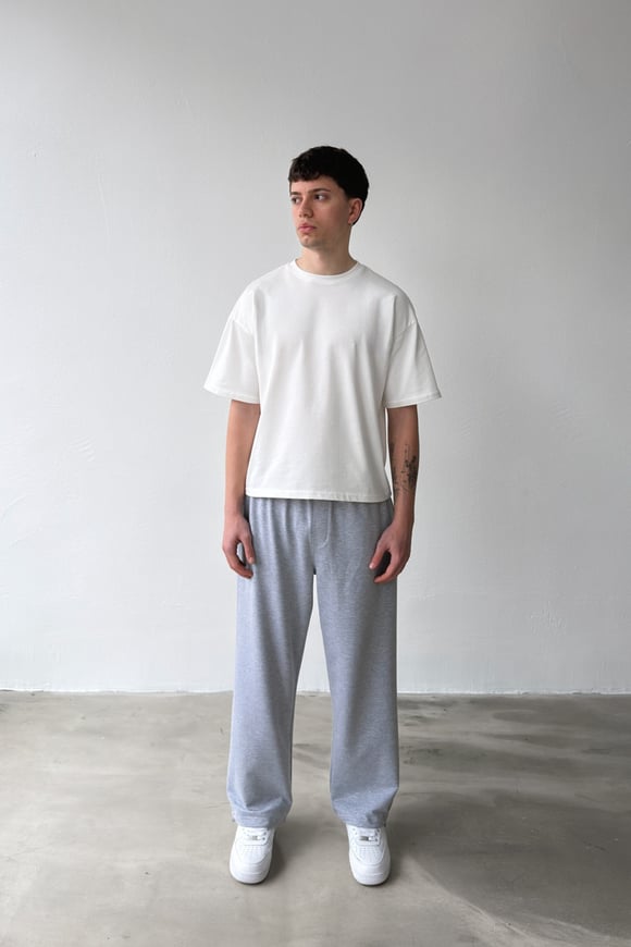 Basic Paça Stoper Gri Melanj Eşofman Altı