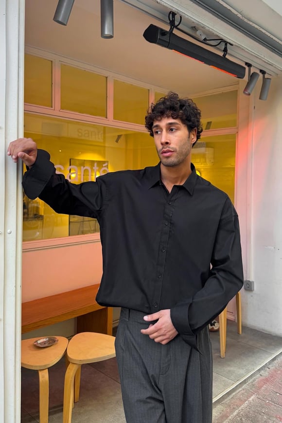 Basic Poplin Gömlek Siyah