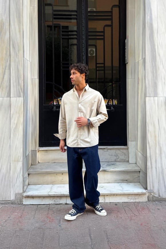 Basıc Regular Gömlek Bej