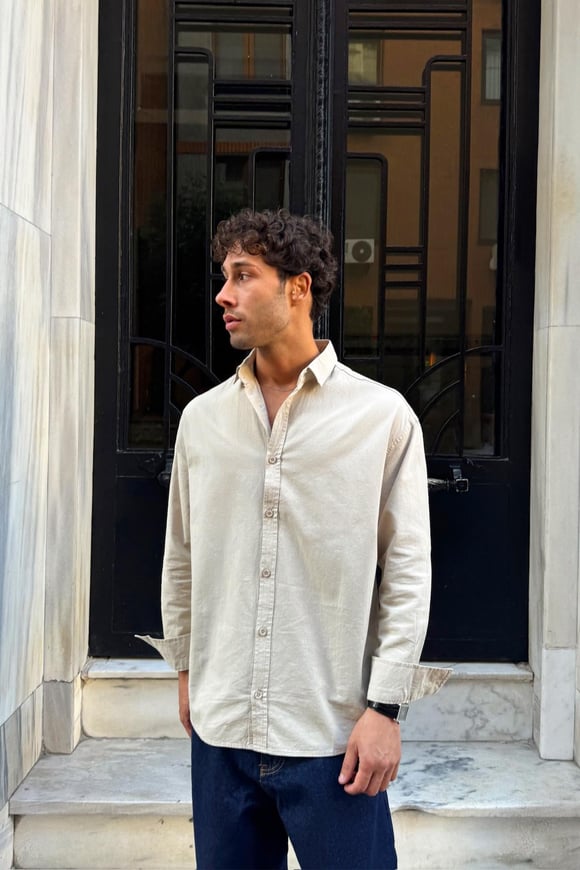 Basıc Regular Gömlek Bej