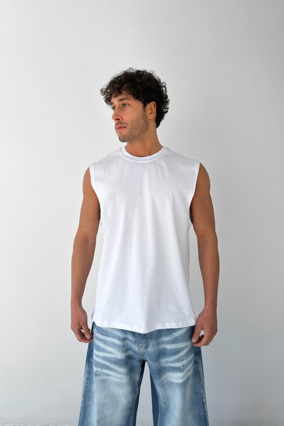 Basic Beyaz Sıfır Kol Atlet