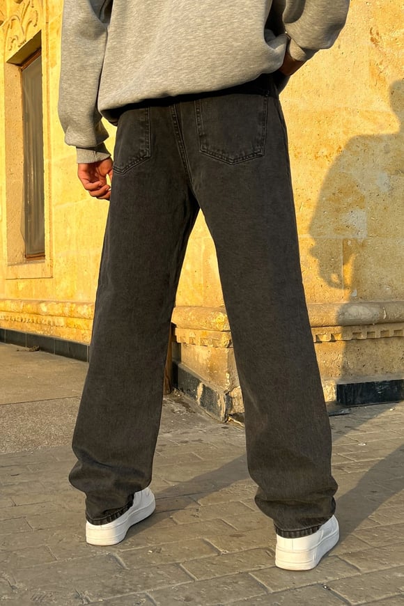 Basic Kar Yıkama Baggy Jean Siyah