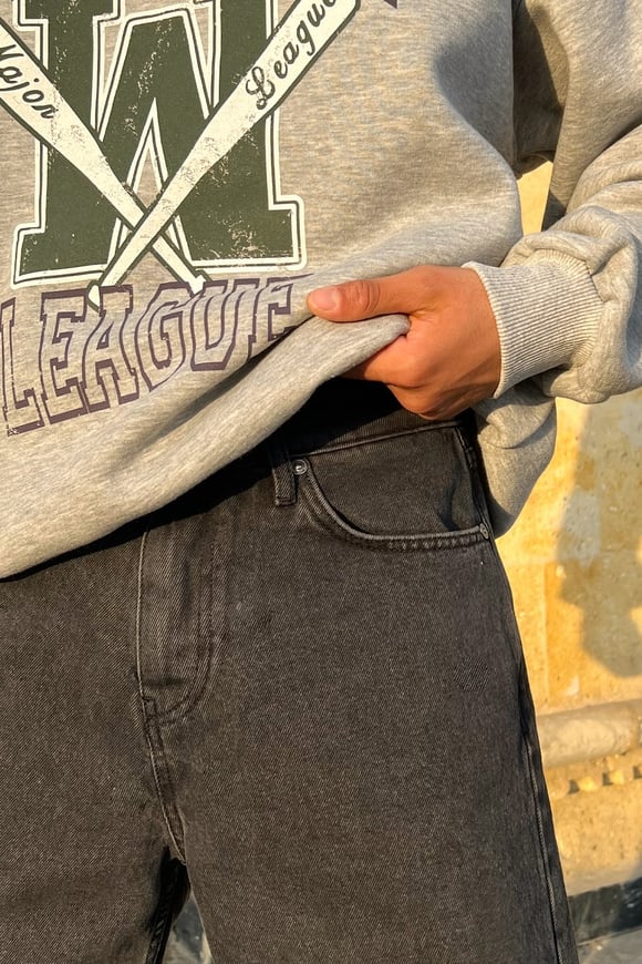 Basic Kar Yıkama Baggy Jean Siyah