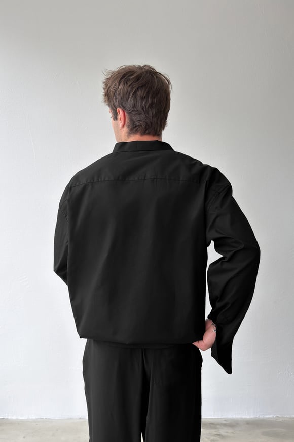 Basic Siyah Poplin Oversize Gömlek