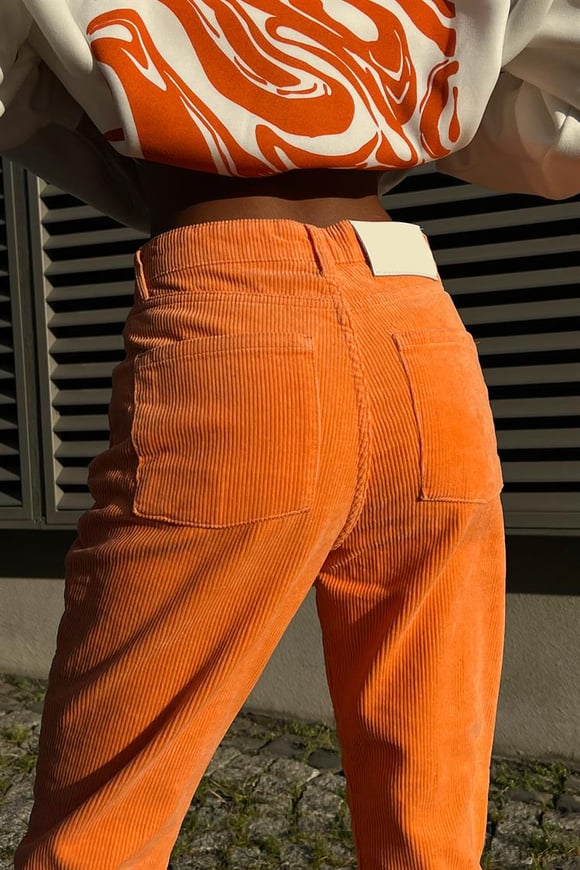 Basic Turuncu Kadife Pantolon
