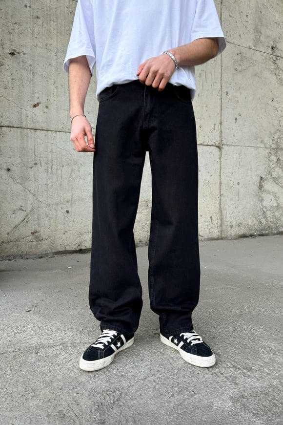 Basic Yıkamalı Regular Jean Siyah