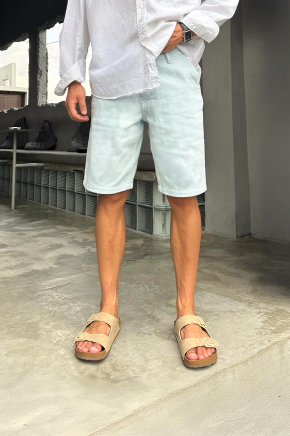 Bel Bağcıklı Gabardin Şort Mavi