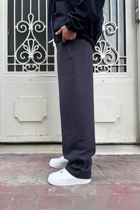 Bel Lastikli Baggy Gabardin Pantolon Füme