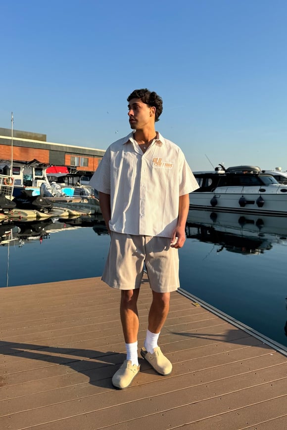 Bermuda Bel Lastikli Basic Şort Bej