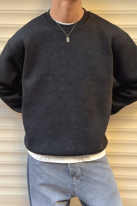 Fade Washed Black Crewneck
