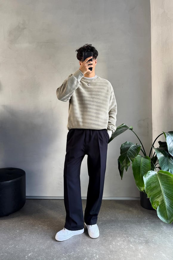 Bisiklet Yaka Haki Sweatshirt
