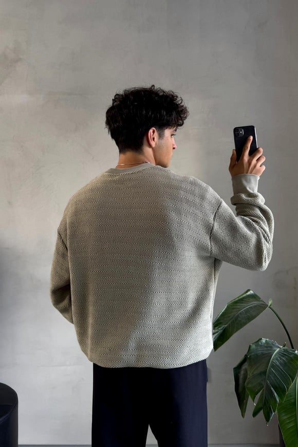Bisiklet Yaka Haki Sweatshirt