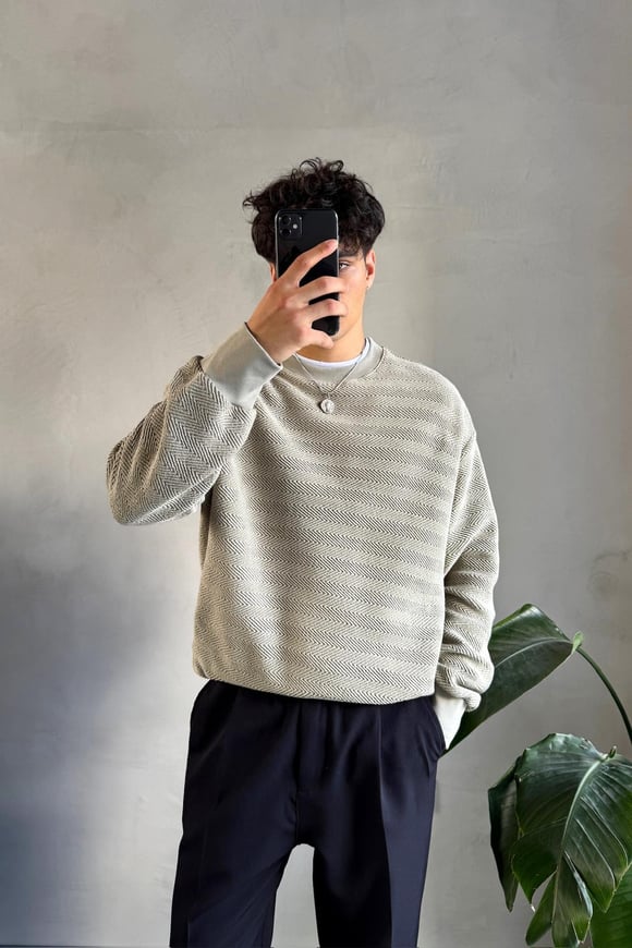 Bisiklet Yaka Haki Sweatshirt
