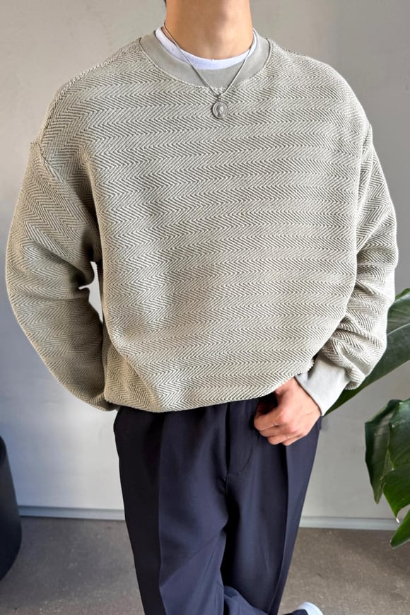 Bisiklet Yaka Haki Sweatshirt