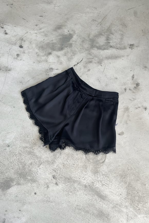 Black Satin Lace Shorts
