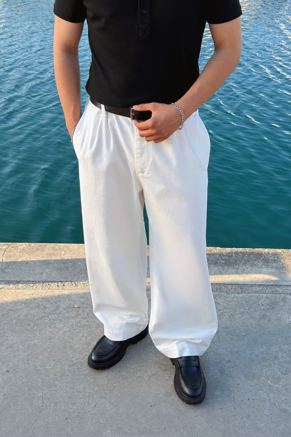 Çift Pileli Gabardin Boyfriend Pantolon
