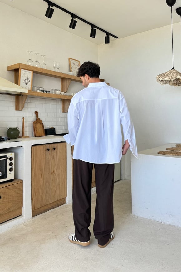 Çift Pileli Kumaş Pantolon Kahverengi