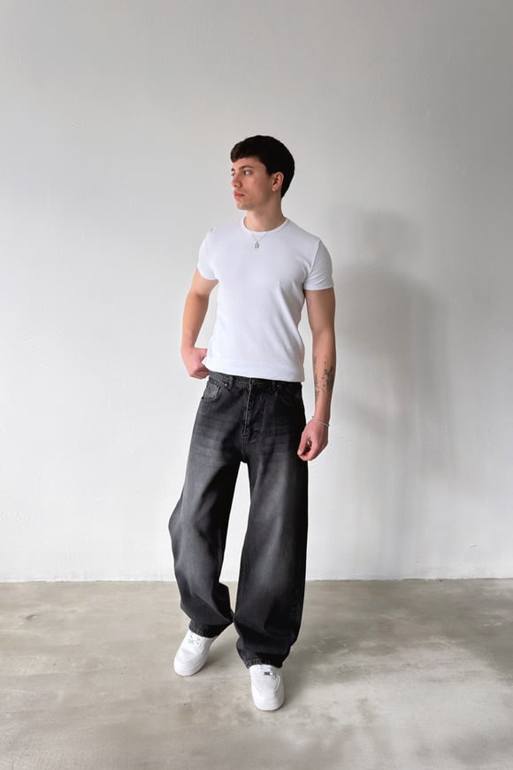 Çizgili Baggy Jean