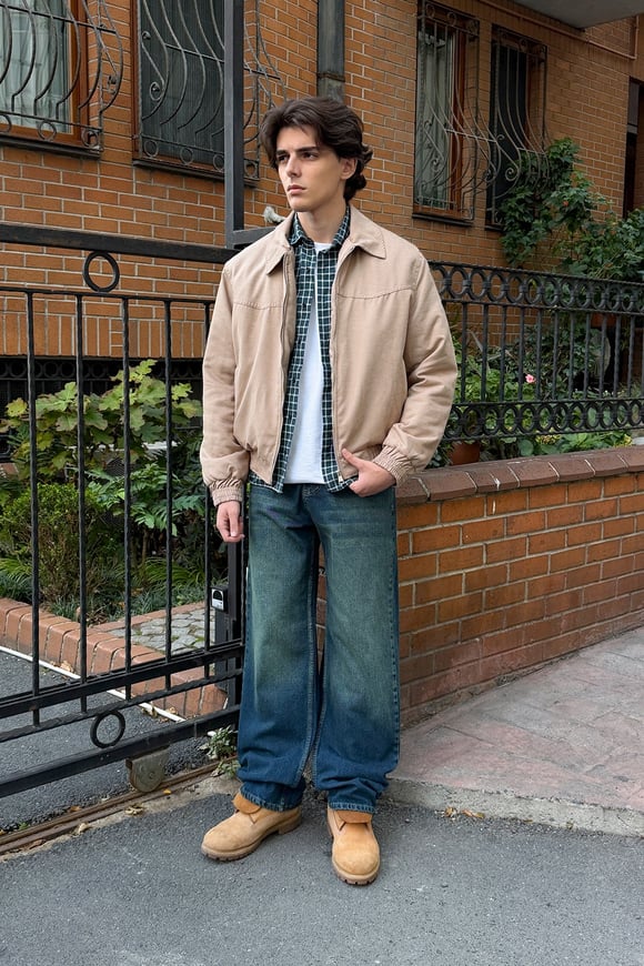 Gravel Green Cast Baggy Fit Jeans