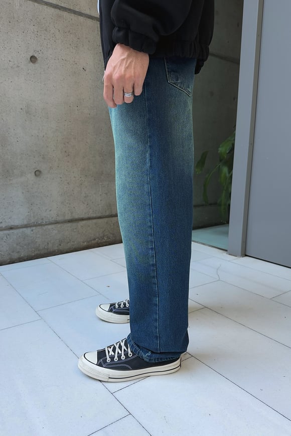 Washed Dark Blue Regular Pants