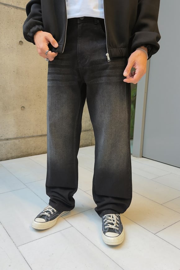 Washed Black Regular Pants