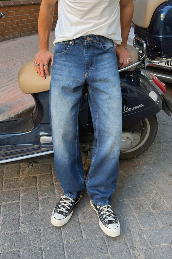 Washed Blue Regular Pants