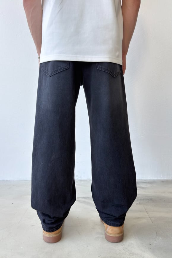 Çizgili Eskitme Model Baggy Jean