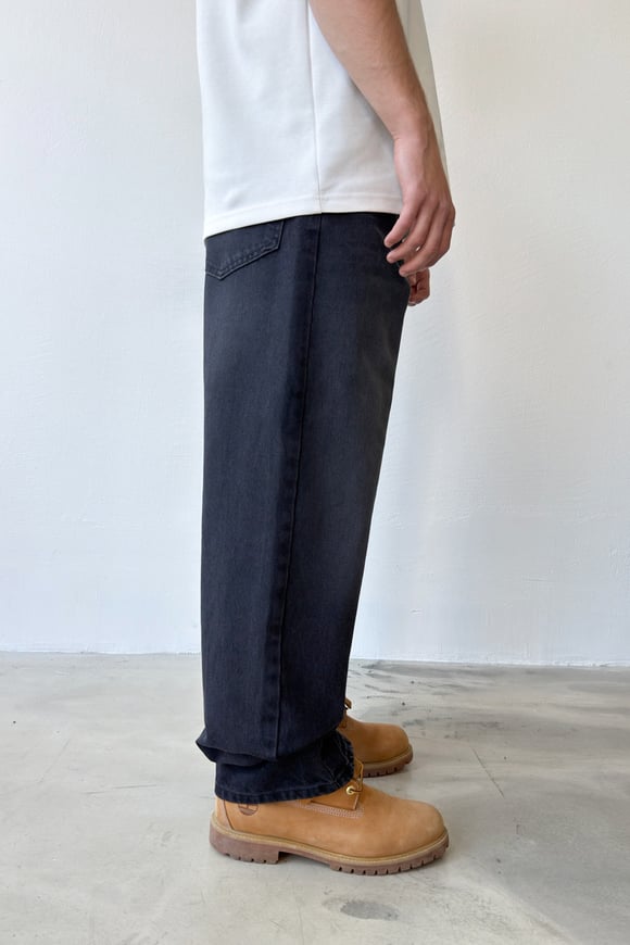 Çizgili Eskitme Model Baggy Jean