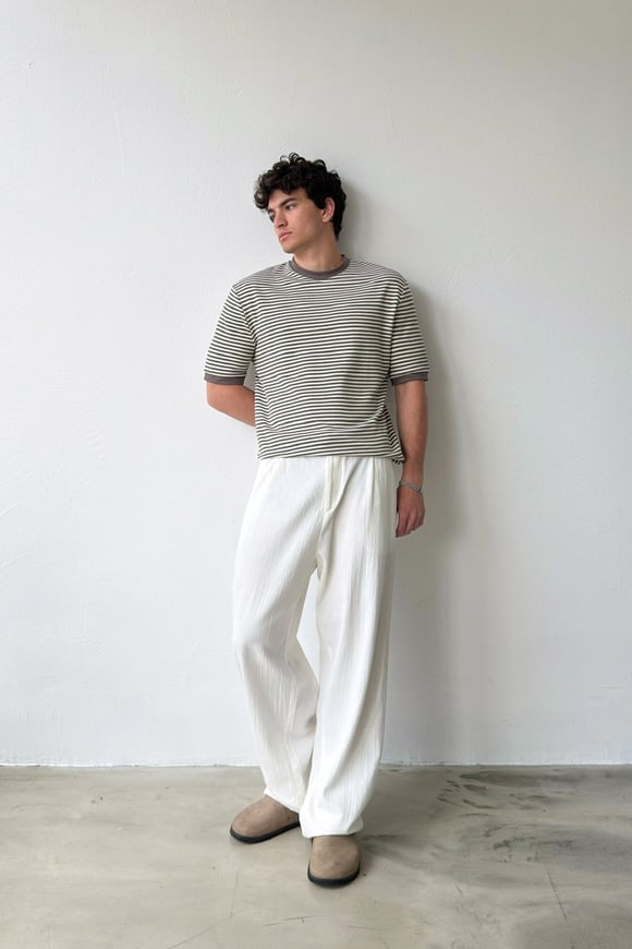 Çizgili Triko Tişört