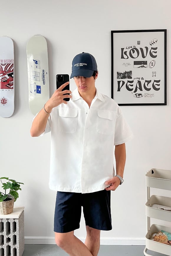 Kısa Kol Beyaz Oversize Gömlek