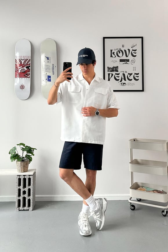 Kısa Kol Beyaz Oversize Gömlek