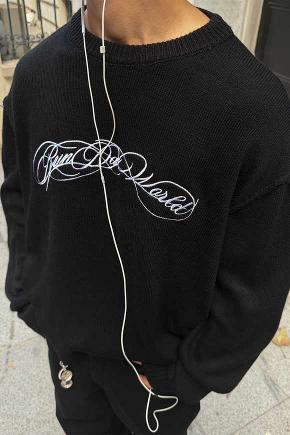 Curved Distressed Boxy Fit Knit