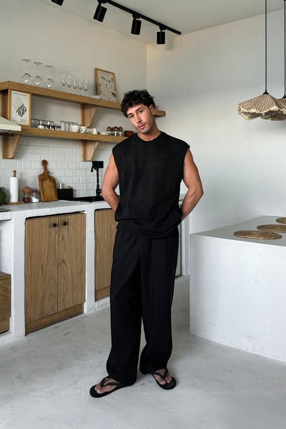 Siyah Desenli Oversize Atlet