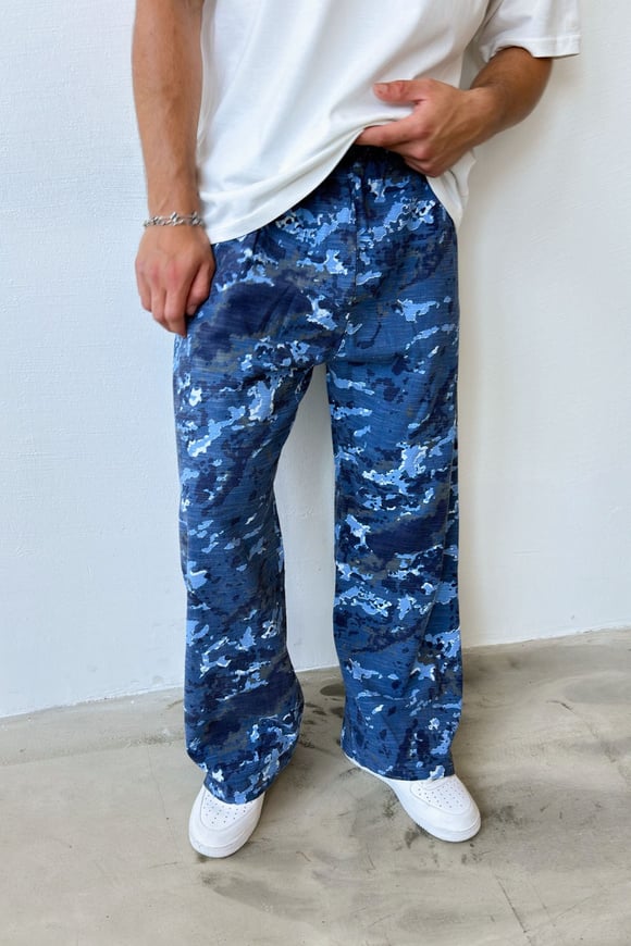 Camo Mavi Baggy Pantolon